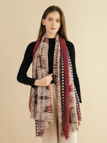 SF1294-RED - Lady Winter Large Shawl Wraps