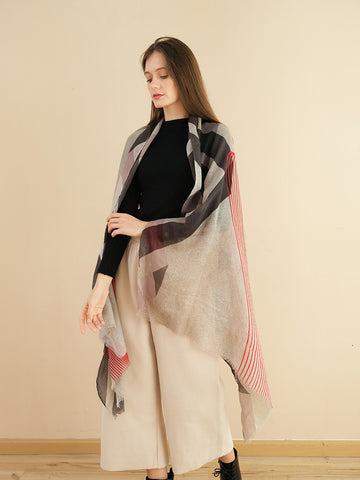 SF1295-GRY - Womens Oversized Scarf With Tassels