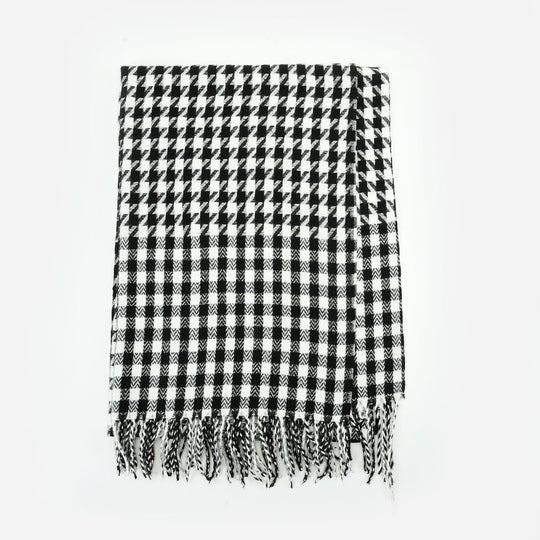 SF1315-BLACK - Lady Fashion houndstooth scarf