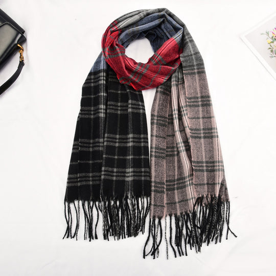 SF1316-BLACK - Ladies fashion color matching rainbow scarf