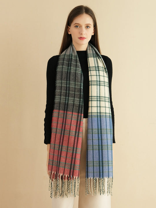 SF1316-GREEN - Ladies fashion color matching rainbow scarf