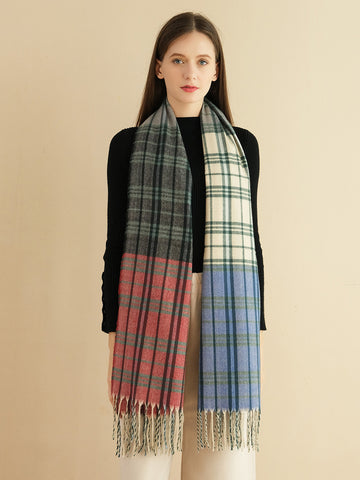 SF1316-GREEN - Ladies fashion color matching rainbow scarf