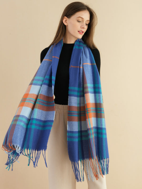 SF1317-BLUE - Lady Winter Large Shawl Wraps