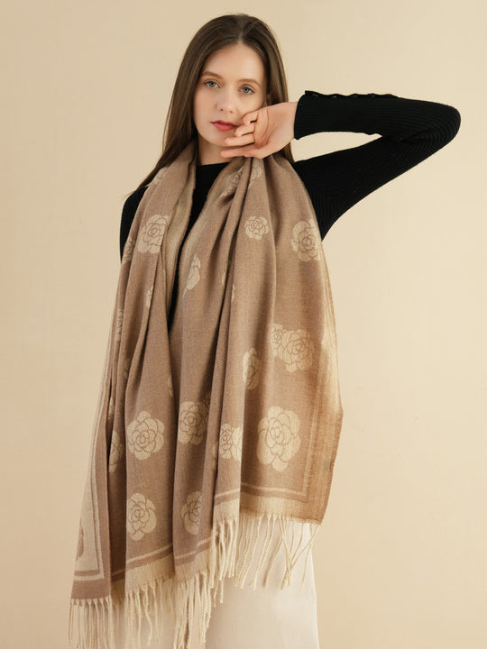 SF1319-CAMEL-Ladies fashion sheep sticky bristle scarf