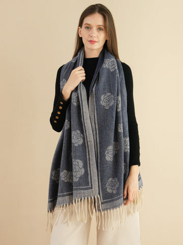 SF1319-NAVY-Ladies fashion sheep sticky bristle scarf