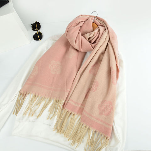SF1319-PINK-Ladies fashion sheep sticky bristle scarf