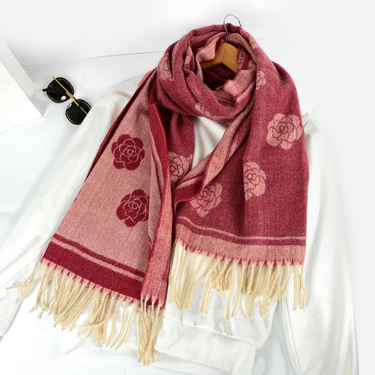 SF1319-RED-Ladies fashion sheep sticky bristle scarf
