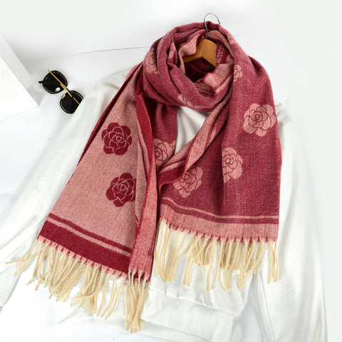 SF1319-RED-Ladies fashion sheep sticky bristle scarf