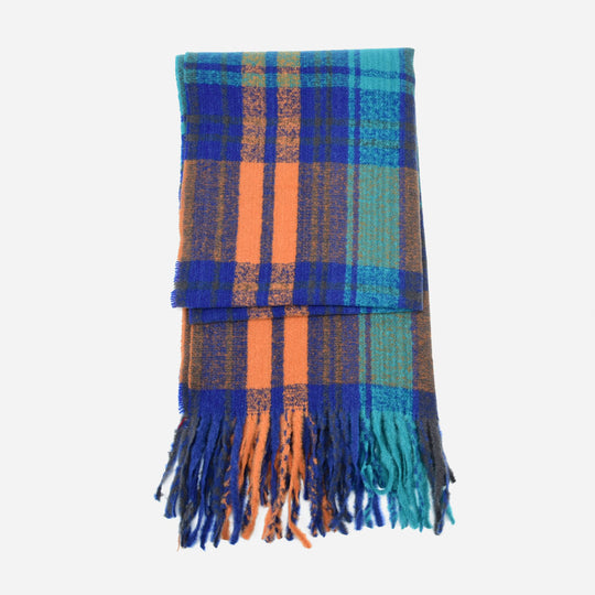 SF1320-GREEN-Ladies classic color block sheep stick scarf