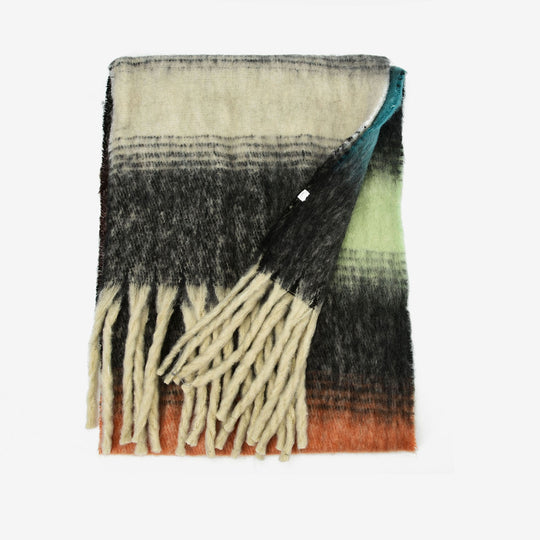 SF1322-GREEN-Women's fashion color matching thick beard scarf