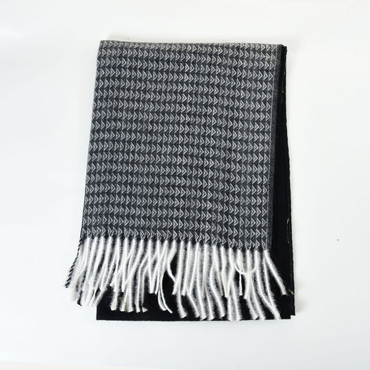 SF1324-BLACK -  Ladies fashion triangle fringed scarf