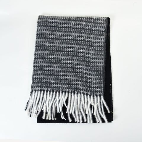 SF1324-BLACK -  Ladies fashion triangle fringed scarf