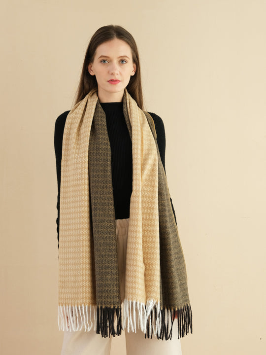 SF1324-CAMEL -  Ladies fashion triangle fringed scarf