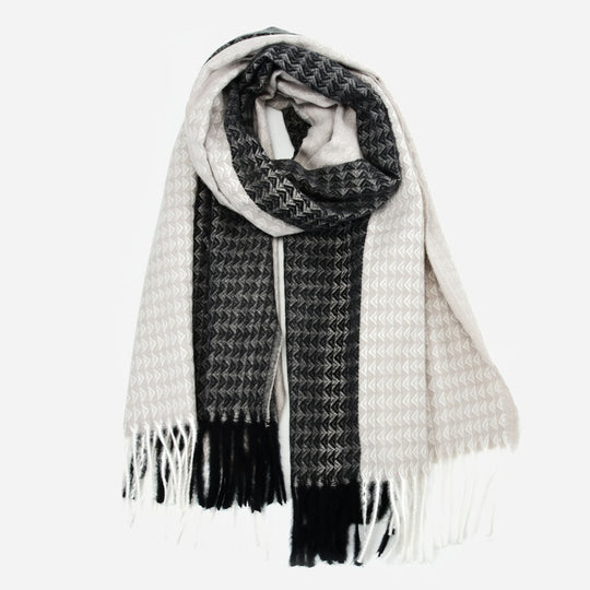 SF1324-GREY -  Ladies fashion triangle fringed scarf