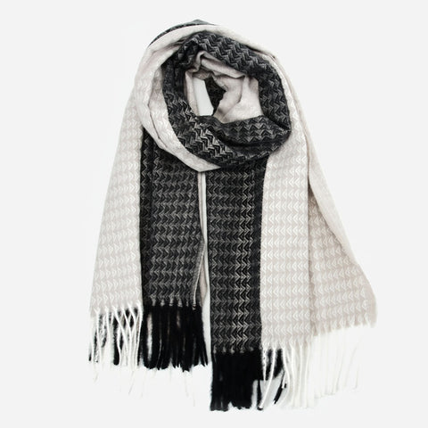 SF1324-GREY -  Ladies fashion triangle fringed scarf