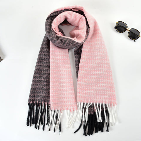 SF1324-PINK -  Ladies fashion triangle fringed scarf
