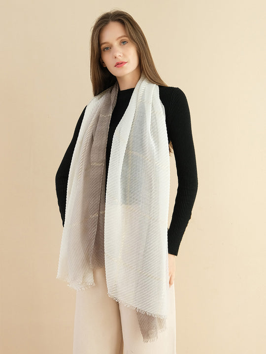 SF1326-GREY - Ladies Fashion Crinkled Gold Scarf