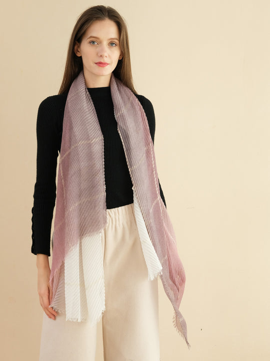 SF1326-PINK - Ladies Fashion Crinkled Gold Scarf