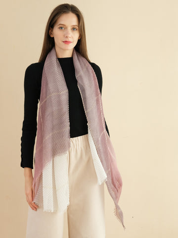 SF1326-PINK - Ladies Fashion Crinkled Gold Scarf