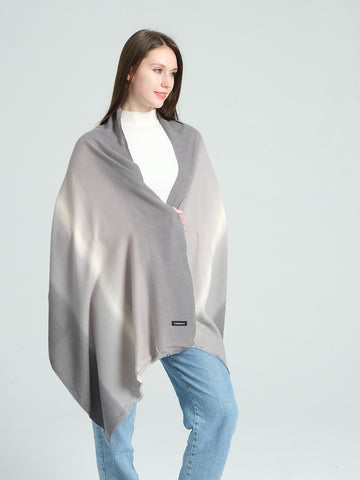 SF1333-GRY Charming Scarf With Transition Color Pattern Cashmere