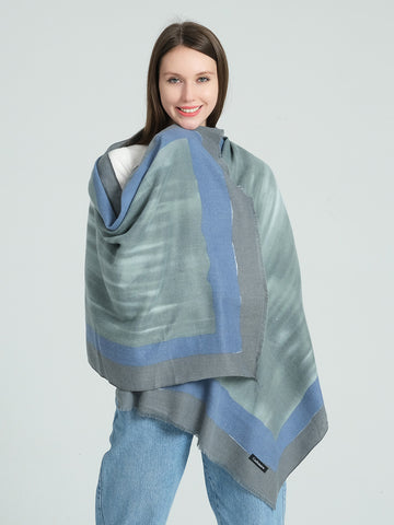 SF1336-GRN Attractive and Simple Cashmere Scarf With Grandient Bar