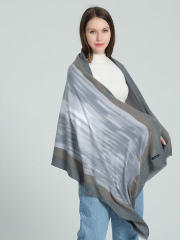 SF1336-GRY Attractive And Simple Cashmere Scarf With Grandient Bar