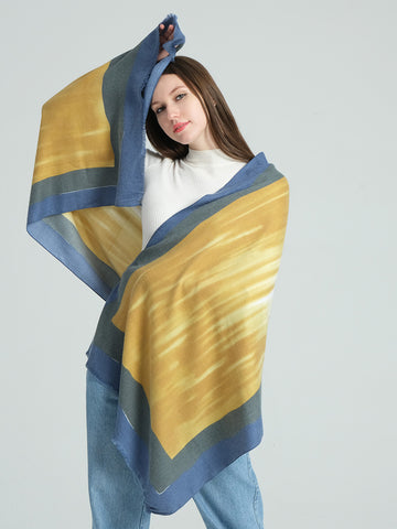 SF1336-WHEAT Attractive and Simple Cashmere Scarf With Grandient Bar