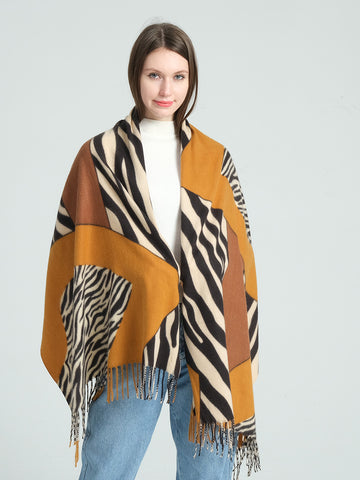 Hot * SF1337-BRN 2020 Latest Style Scarf With Zebra-Print Cashmere