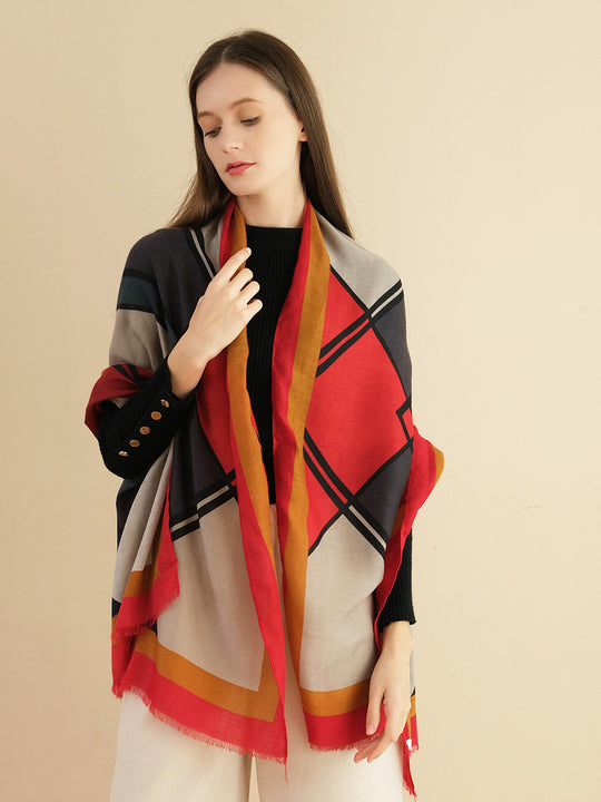 SF1339-RED - Lady Winter Large Shawl Wraps
