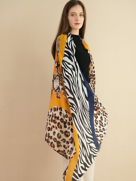 SF1341-BLU - Womens Oversized Scarf With Serpentine