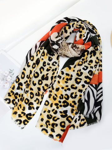 SF1341-GRN - Womens Oversized Scarf With Serpentine