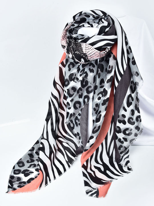 SF1341-GRY - Womens Oversized Scarf With Serpentine