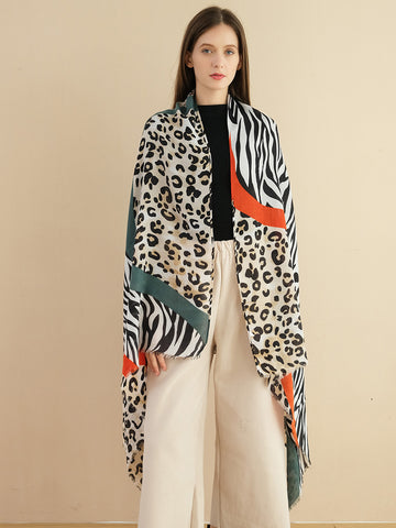 SF1341-ORE - Womens Oversized Scarf With Serpentine
