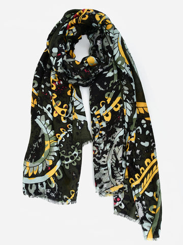 SF1342-GRN - Womens Oversized Scarf With Big Cashew