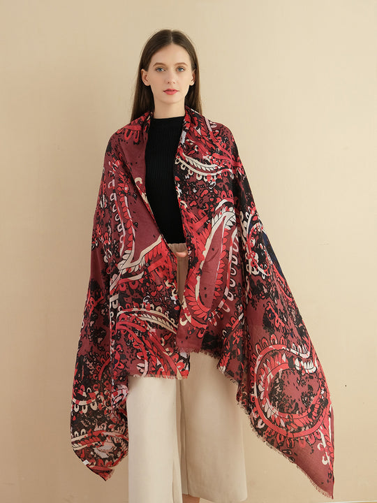 SF1342-PLR - Womens Oversized Scarf With Big Cashew