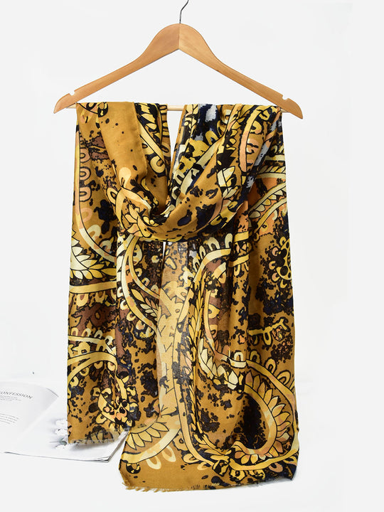 SF1342-YLW - Womens Oversized Scarf With Big Cashew