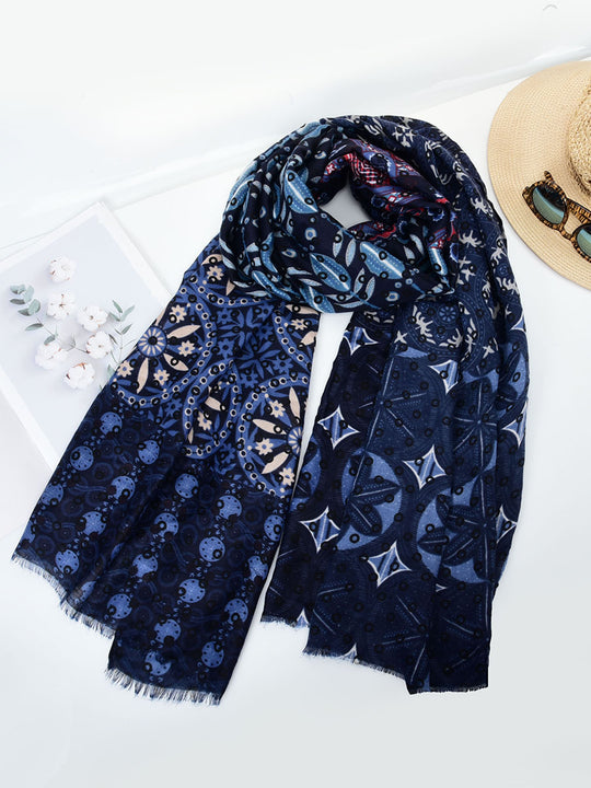 SF1344-BLU - Lady Winter Large Shawl Wraps