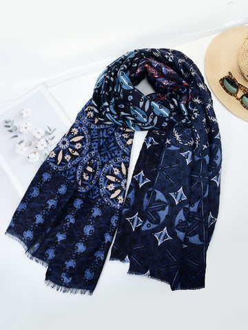 SF1344-BLU - Lady Winter Large Shawl Wraps