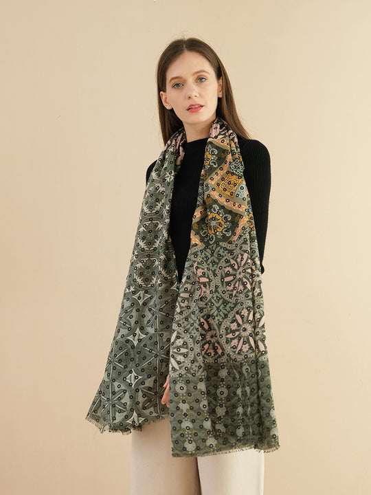 SF1344-GRN - Lady Winter Large Shawl Wraps
