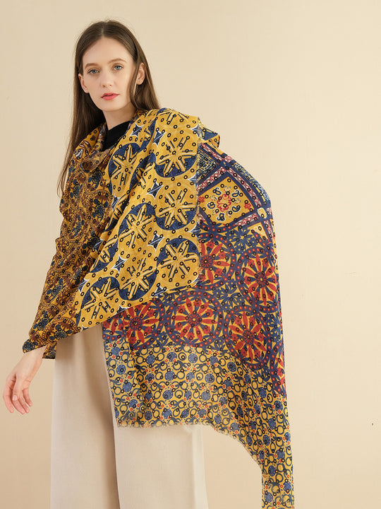 SF1344-YLW - Lady Winter Large Shawl Wraps