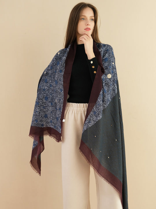 SF1348-BLU - Lady Winter Large Shawl Wraps