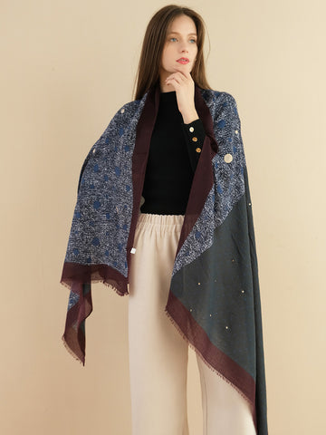 SF1348-BLU - Lady Winter Large Shawl Wraps