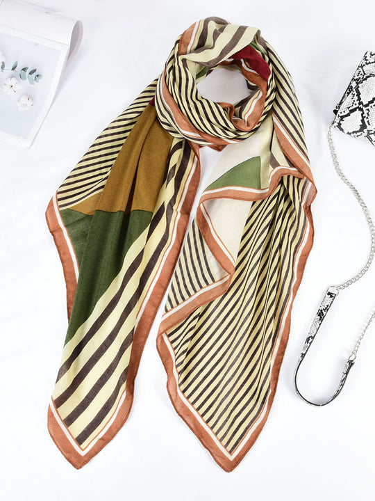 SF1372-KHA 2020 New Style Scarf With Vertical Stripes