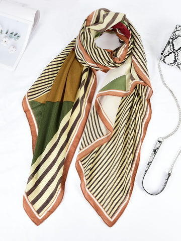 SF1372-KHA 2020 New Style Scarf With Vertical Stripes