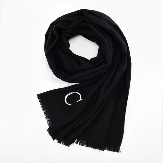 SF1375-BLACK-C - New women's solid color embroidered scarf