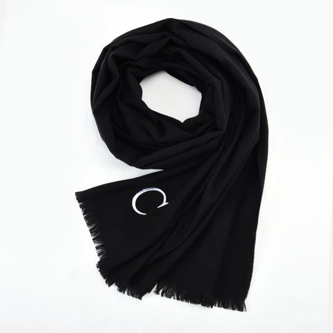 SF1375-BLACK-C - New women's solid color embroidered scarf