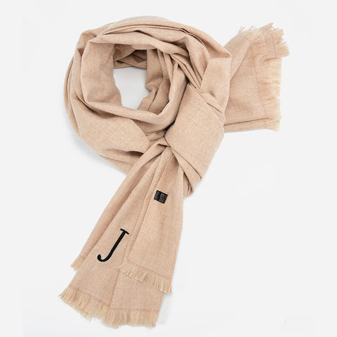 SF1375-KHAKIKI-J - New women's solid color embroidered scarf
