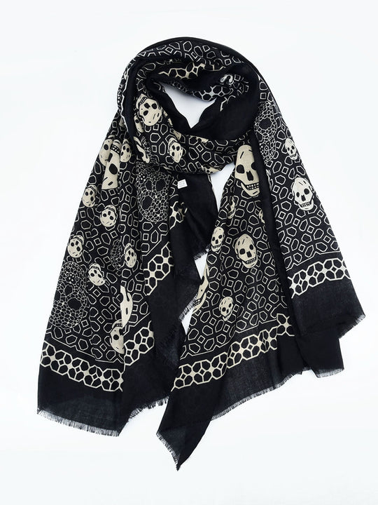 SF1383-BLK 2020 Special Style Scarf For Autumn & Winter With Crossbones Pattern