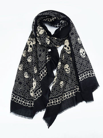 SF1383-BLK 2020 Special Style Scarf For Autumn & Winter With Crossbones Pattern