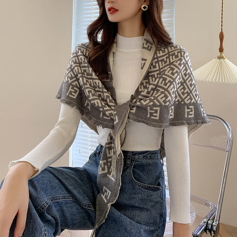 SF1393-GRY - Women's triangle scarf